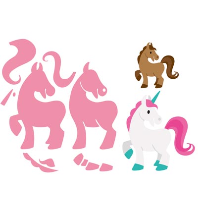 Pink Marianne Design Collectables Fustelle Cavallo e Unicorno Metal 21x15x0.4 cm 