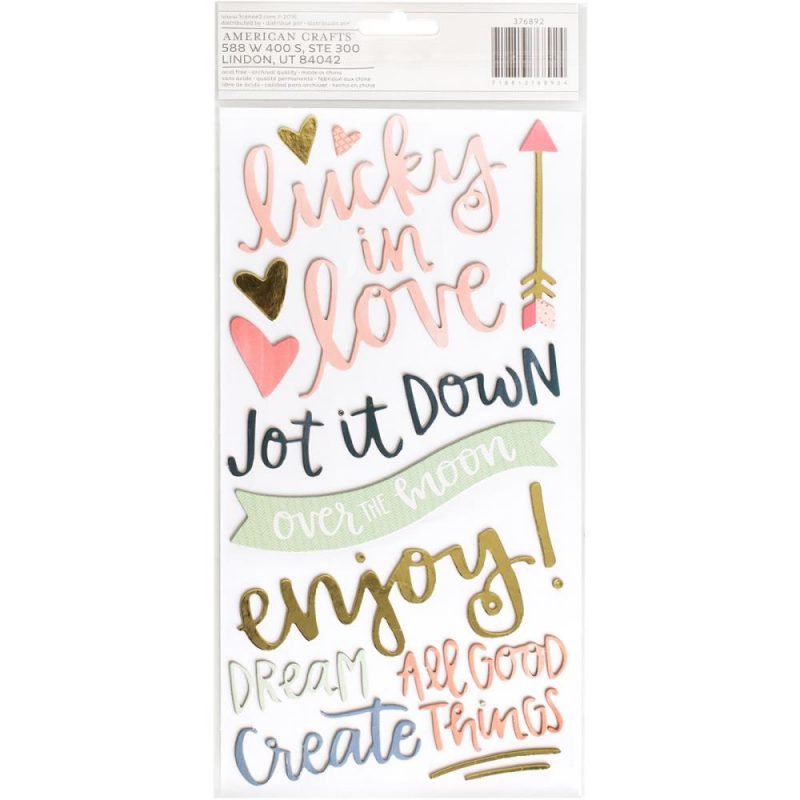 Thickers “Darling” Chipboard Stickers Con Foil Accent | LaChi Art Shop