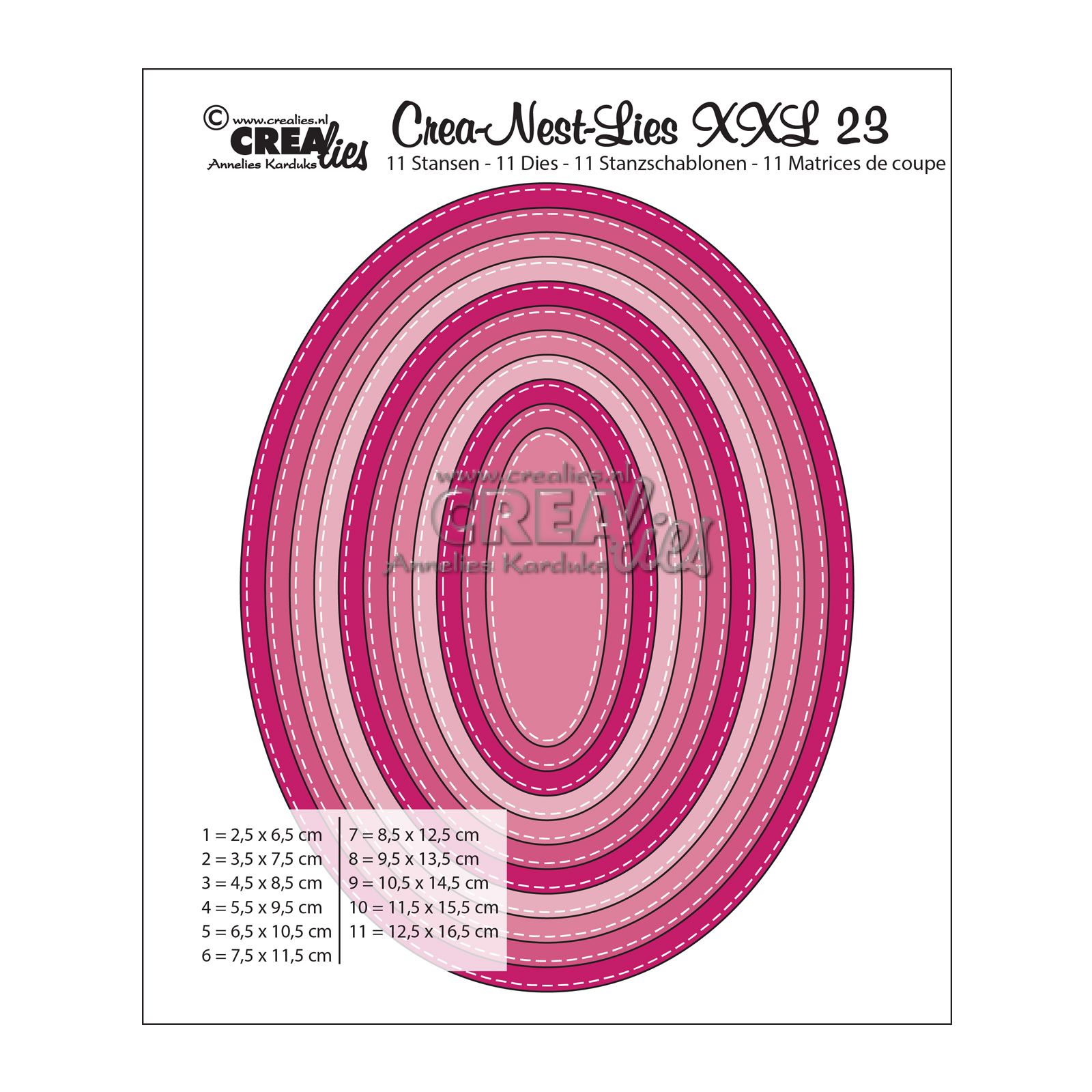 Crealies Fustella Crea-Nest-Lies XXL Nr.23 Stitched Ovals