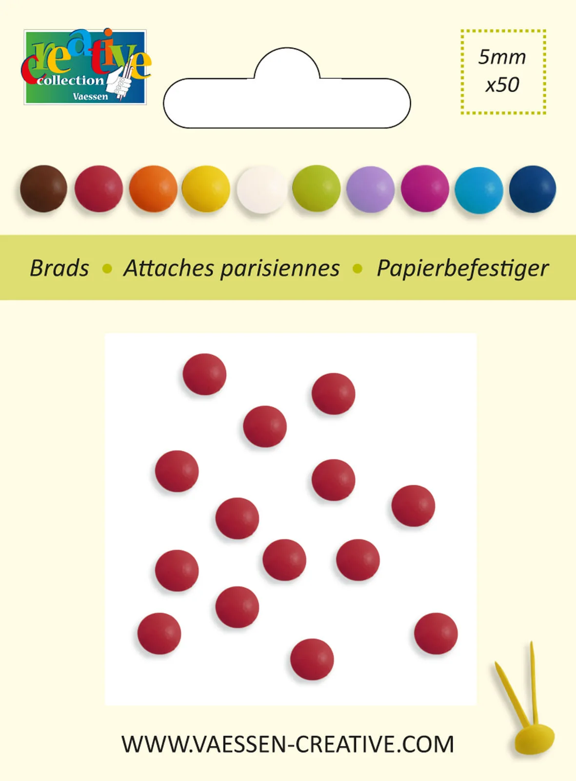 Vaessen Brads 5mm 60pz Bordeaux